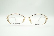 Vintage Lamy Tina JS14 Titanium Gold Brown Half-Frame Glasses Eyeglass Frame NOS