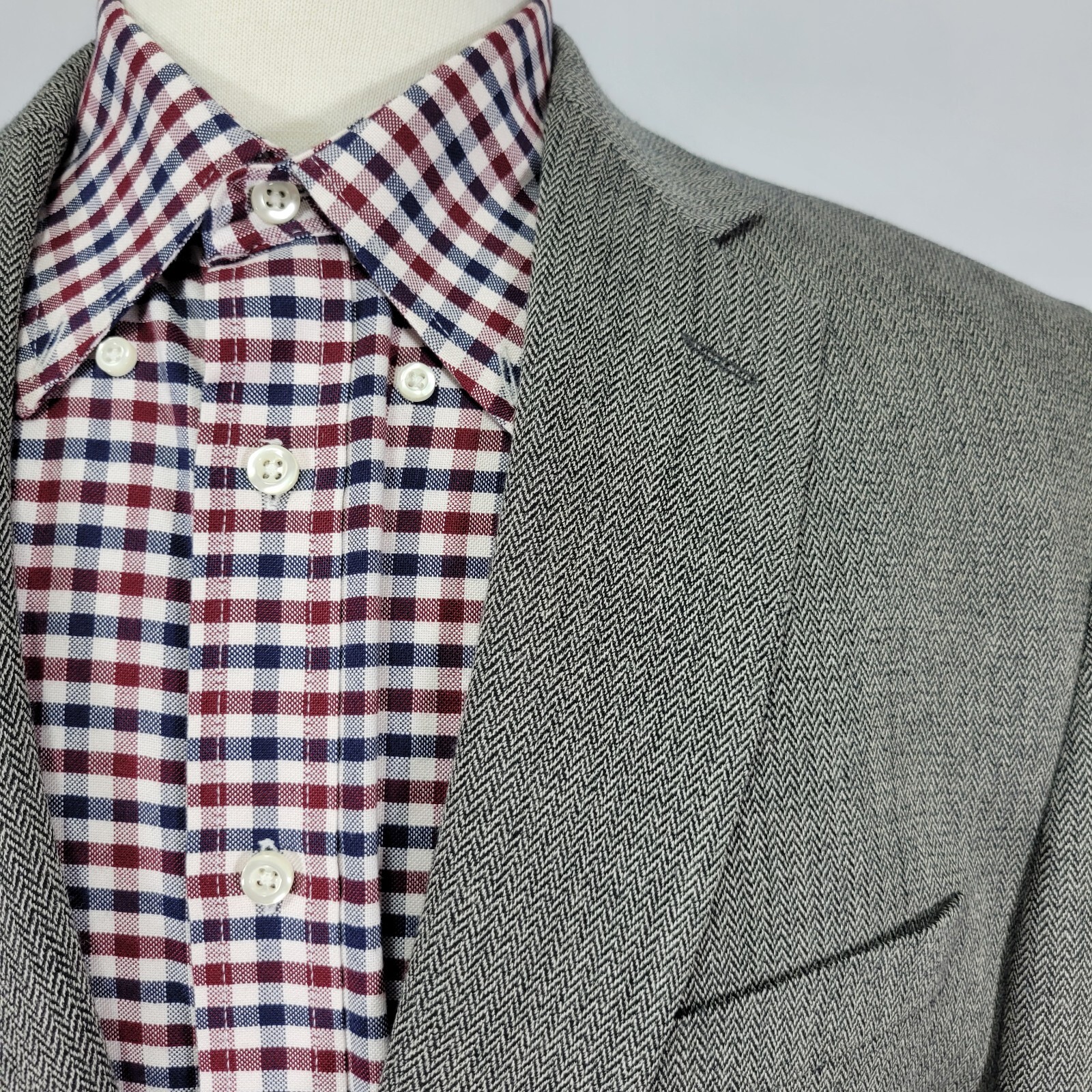 Calvin Klein Men's Sport Coat Blazer Two Button Gray Herringbone Wool Size 44XL thumbnail 5