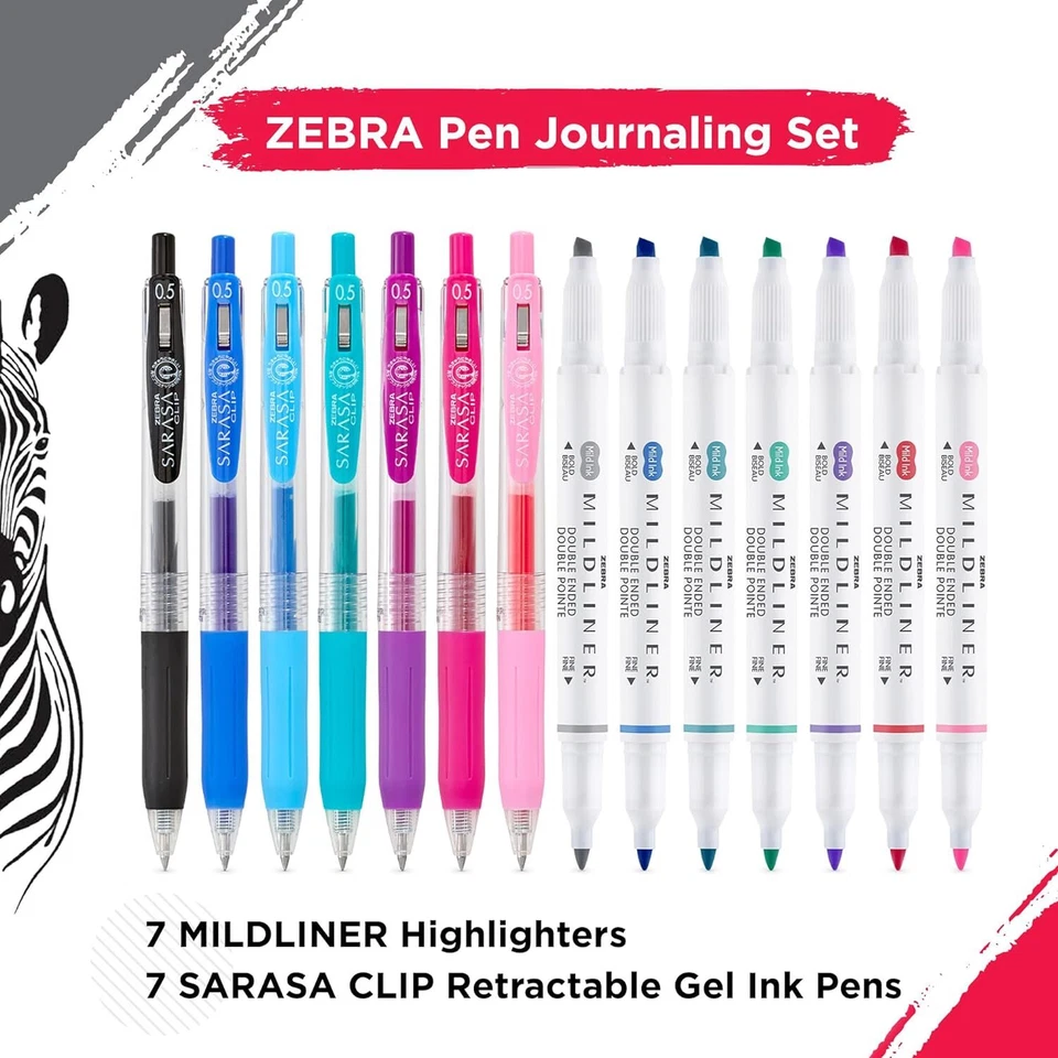 Zebra Journaling Set Гелевые Чернильные Ручки, Разные Цвета, 14 Упаковок - Изображение 2 из 4