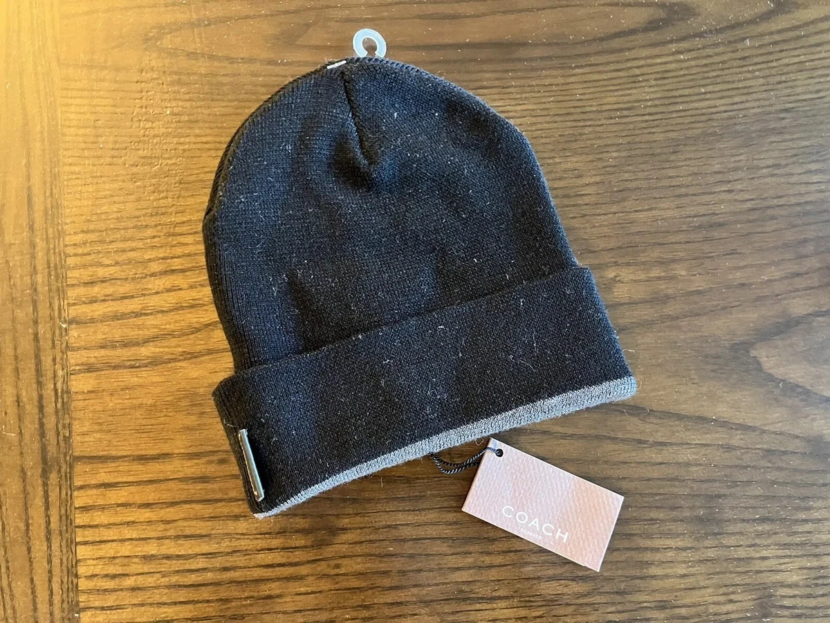NWT Unisex Coach Patch Charcoal Knit And Wool Beanie Hat coach beanie products for sale | eBay main image 2