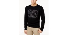 Ben Sherman Men's Union Jack Jacquard Sweater Long Sleeve Black, Size XL