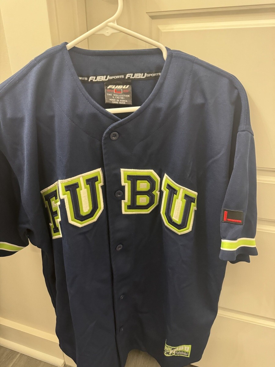FUBU 05 ジャージ ネイビー/グラデーション Vintage 90's Fubu #05 XL Jersey Blue White And Yellow HTF | eBay