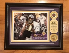 Kobe Bryant Lakers Frame "4 Time Champion" 24K Gold Medallions LE Highland Mint