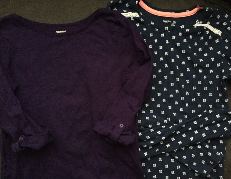 LOT GAP Kids GYMBOREE Girls Purple Ribbed Blue White Top Shirt Large L XL 12