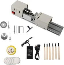 Mini Lathe Machine 12V-24VDC 96W Mini Wood Lathe Milling Accessories for DIY Woo