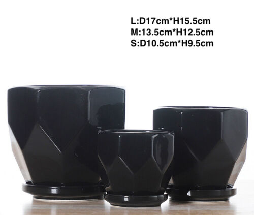 3 PCS POTS&TRAY 3 SIZE SET POTS HEAVY POTTERY CERAMIC FLOWER PLANT POTS 03 - Picture 12 of 17
