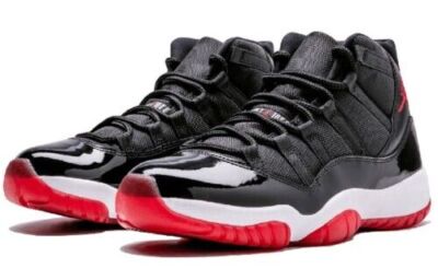 Nike Air Jordan 11 Retro Bred Patent Black Red 378037-010 Men's