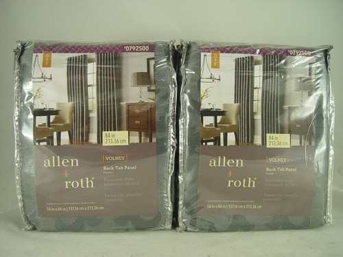 Allen Roth 2pc Volney 84" Pewter Polyester Light Filtering Lined Curtain - Picture 1 of 4