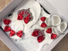 Personalised Unisex Crown Babygrow Sleepsuit Layette ,Newborn baby Romper
