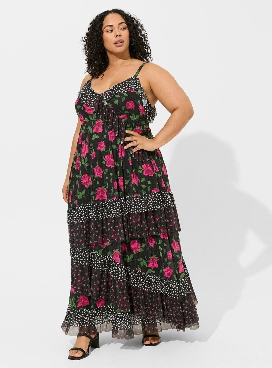 ワンピース Betsey Johnson 3 piece set dress floral Torrid Betsey Johnson Dress Floral Ruffled Tiered Sleeveless Maxi