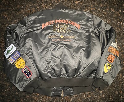 Vintage Harley Davidson Men's/XL/Military/90's Bomber Jacket