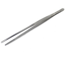 New 12" EXTRA-LONG Tweezers Stainless Steel Straight Blunt Serrated Jaws