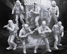 Zombie Outbreak Survival Group 7-Pk Proxy 3D Printed Models
