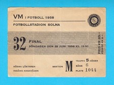 BRAZIL vs SWEDEN - 1958 FIFA WORLD CUP FINAL MATCH football ticket PELE 2 GOALS