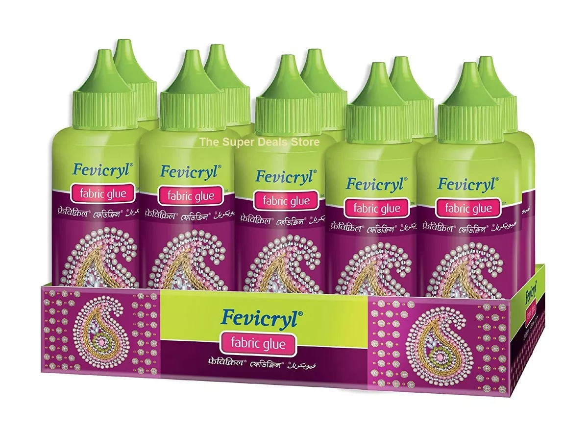 10 Pieces Fevicryl No Stitch Fabric Glue 80g Clear Glue for