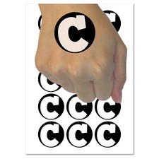 Letter C Uppercase Fun Bold Font Temporary Tattoo Water Resistant Body Art Set