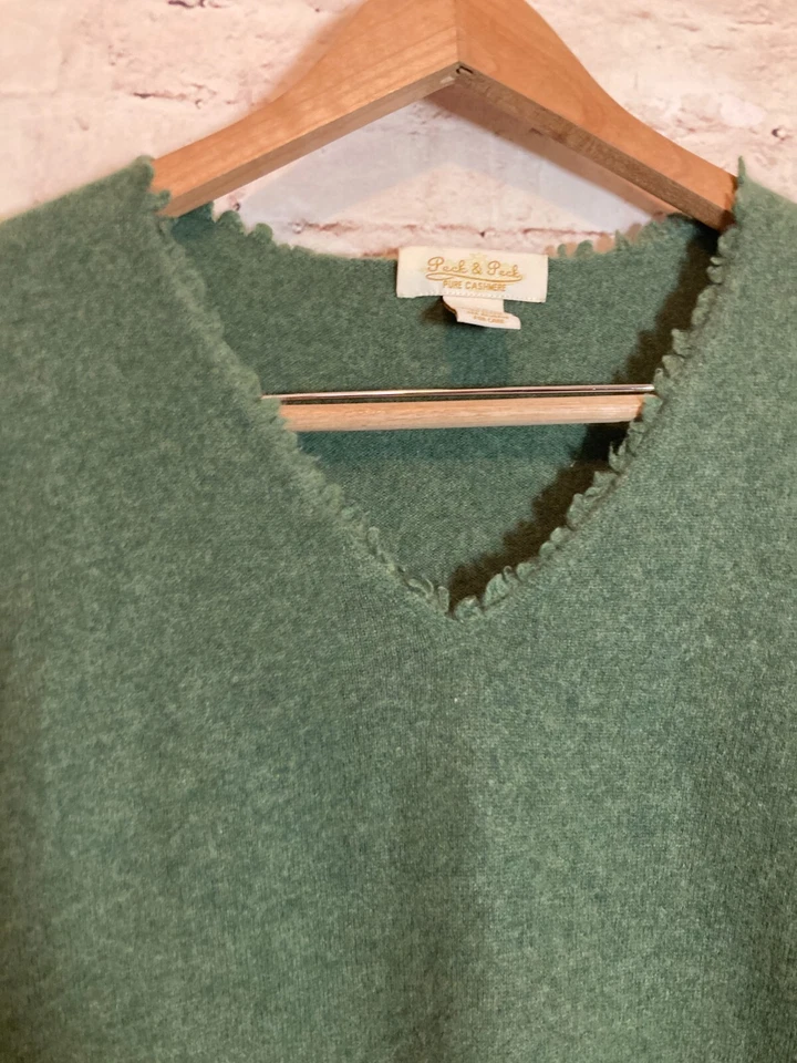 Suéter Peck & Peck Pure Cashmere para mujer XL verde oliva ligero femenino Foto 3 de 4