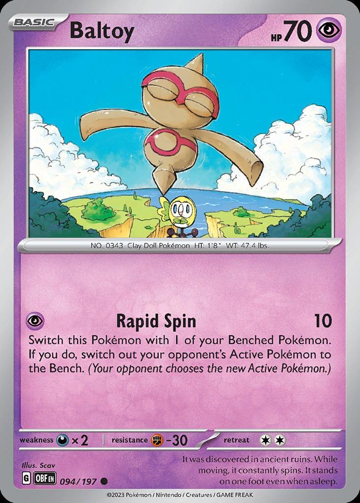 Pokemon Baltoy (94/234) Obsidian Flames LP REVERSE HOLO