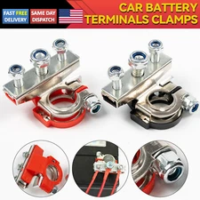 2Pcs Auto Battery Terminal Quick Connector Cables Clamps 3 Way Positive Negative