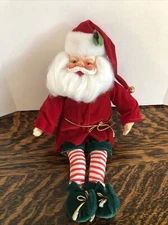Vintage Shelf Sitter Or Standing Santa Claus Jolly Elf Christmas Decoration 12”