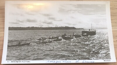 Reboque Fluvial Vintage Postcard, Amazonas, Brasil, Boats on River, Unposted