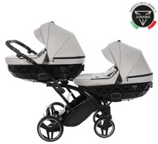 Passeggino Junama Trio Diamond Gemellare Slim V2 3 in 1 Grey/Telaio Nero