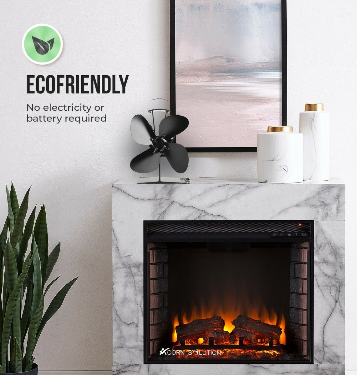 2/4 Blades Stove Fan for Fireplace Wood Log Burner Heat Powered Eco-Friendly  Fan | eBay