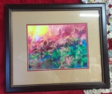 Original Rainbow Leaf Art Print by Sonja 25/200 in Frame Under Glass Limited Ed