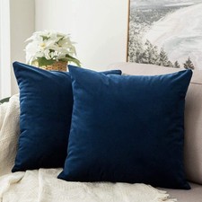 MIULEE Velvet Throw Pillow Covers 18x18 18" x Pack of 2 , Dark Blue