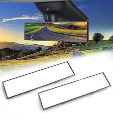 Universal Clip-on Wide Angle Mirror, Panoramic Flat HD Rearview 12" 2-pack