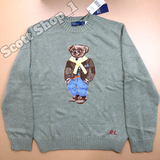 POLO RALPH LAUREN Polo Bear Olive Green Crewneck Sweater Men's Small Rare