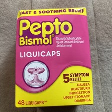 Pepto Bismol Liquicaps, Nausea, Heartburn Diarrhea Relief, 48 Ct, Exp 11/2027