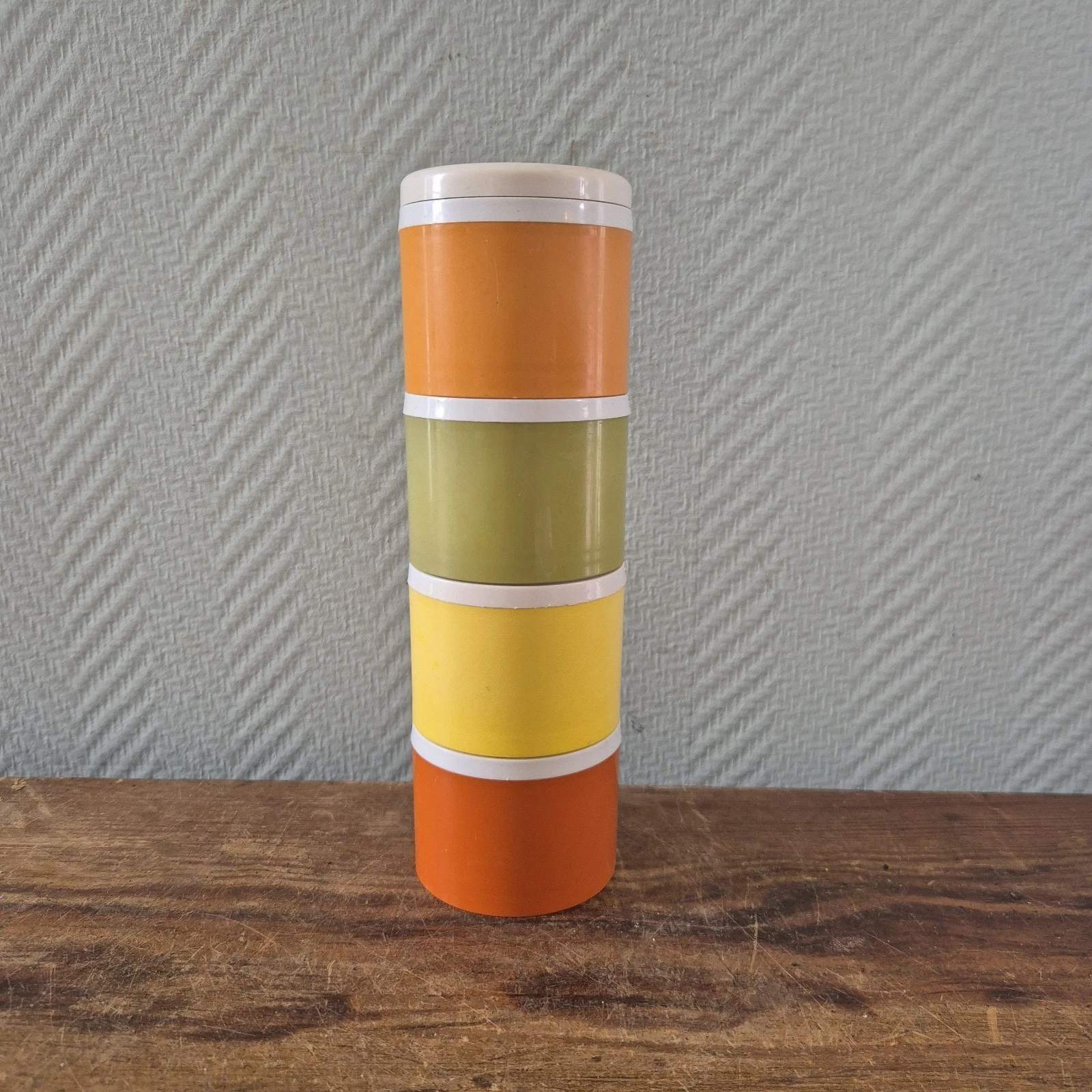 Vintage Tupperware spice tower set with lid, retro spice shaker