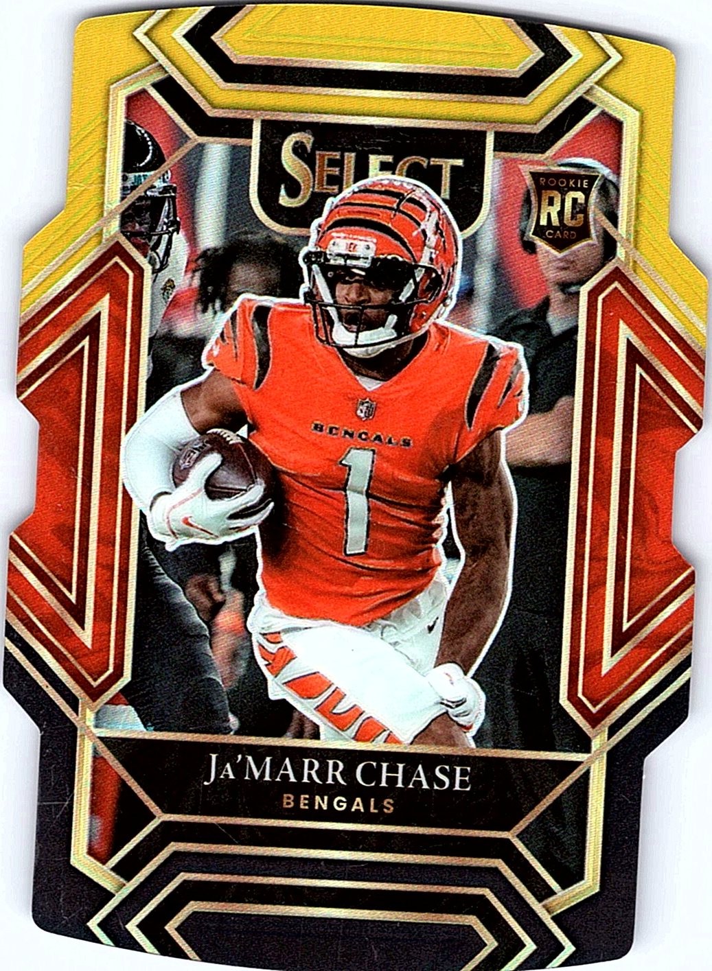 2021 Panini Select #247 Ja'Marr Chase Black and Gold Prizm Die Cut