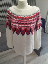 Womens Jumper Size M Papaya Matalan Long Sleeve White