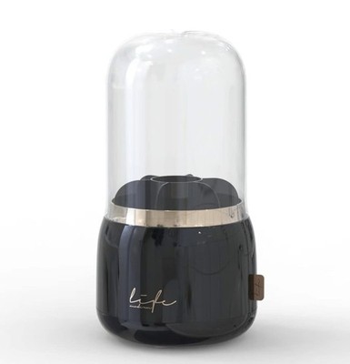 Makeup Brush Organizer With Dust Proof Acrylic Lid 360 Degree Rotating Black
