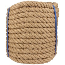 Manila Rope 1 Inch x 100ft - Natural Hemp Rope,Heavy Duty 4-Strand Twisted Ro...