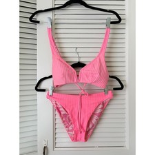 MAAJI Reversible Bikini Set Balmy Top Sublimity Bottom Pink Palm Print Women's M
