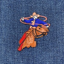 Cowboy Horse Applique Patch - Embroidered Rodeo Ranch Badge 3.25" Iron On