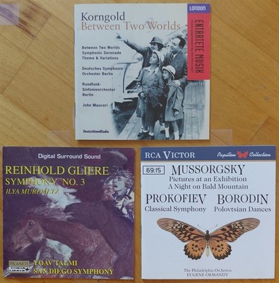 MUSSORGSKY Pictures Exhibition GLIERE Sym. 3 KORNGOLD Between 2 Worlds 3 CD Lot 