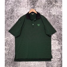 Peter Millar Polo Shirt Large Mens Summer Comfort Green Striped Short Sleeve