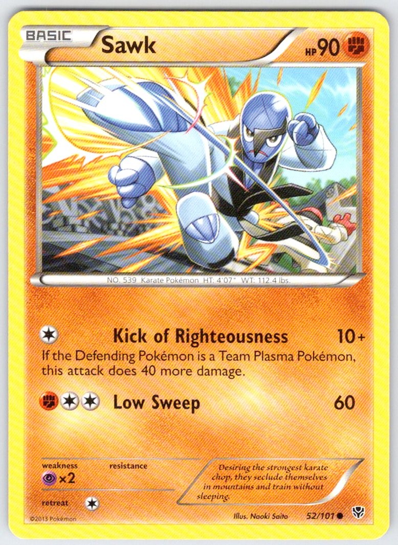 Sawk 52/101 Common Plasma Blast Pokemon Lightly Played