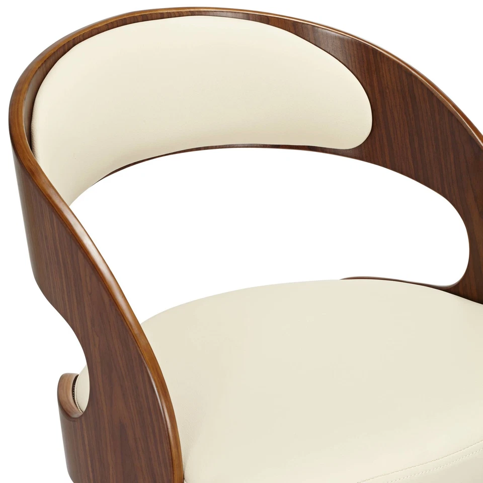 Walnut Swivel Bar Stool 25 3/4" High Cream Cushion Kitchen Counter Height Island - Image 2 of 2