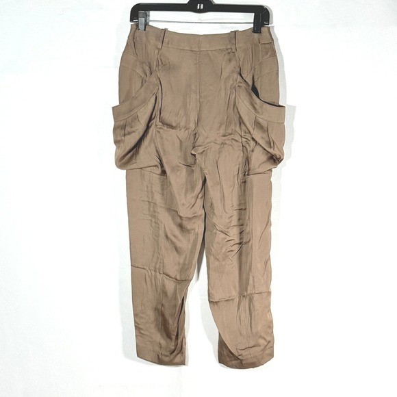 BCBG MAXAZRIA Light Java Satin Cargo Pants Size 0… - image 2