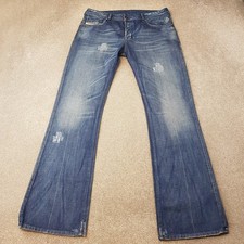 Diesel Mens Jeans 34x34 Blue Zathan 00772 Regular Bootcut Denim Button Italy W34