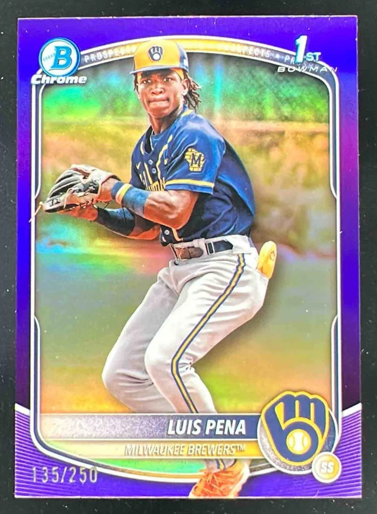 2025 Bowman Chrome Prospects Purple Refractor #BCP-38 Luis Pena RC /250