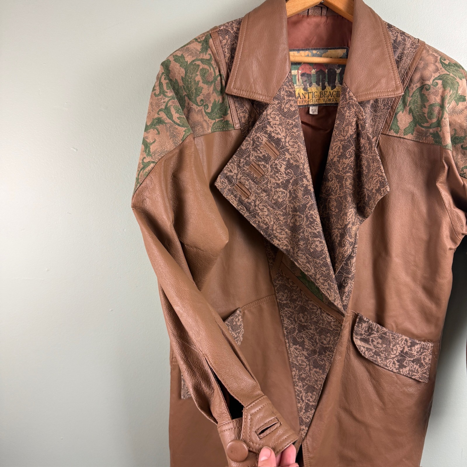 Vintage 80s Patchwork Leather Jacket Boho Western… - image 5