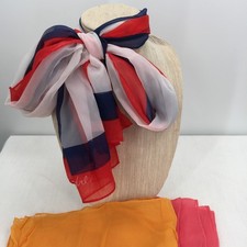 Vintage 60's Women's Sheer Chiffon Scarf Scarves Neck Tie Heads Wrap 3 LOT