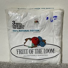 Vintage 1978 Fruit Of The Loom White Crew Neck T-Shirt 3-Pack Men Large USA Made