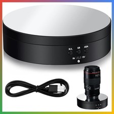 360 Rotating Display Stand Turntable USB Mirror Black Heavy-Duty